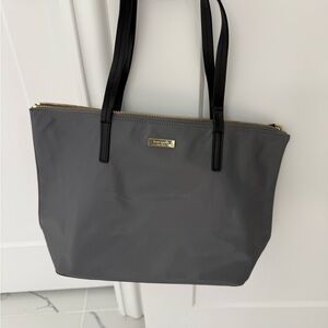 Kate Spade Small Gray Tote with Black Straps